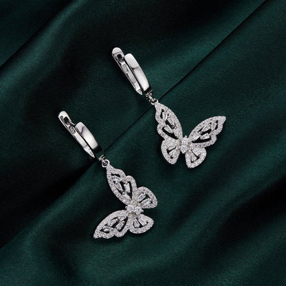 925 Sterling Silver Earrings with Pavé Setting CZ, 37x19mm for Women  DestGlow