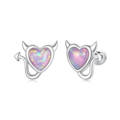 925 Sterling Silver White Gold Plated Opal Earrings 0.7x0.8cm for Women  DestGlow