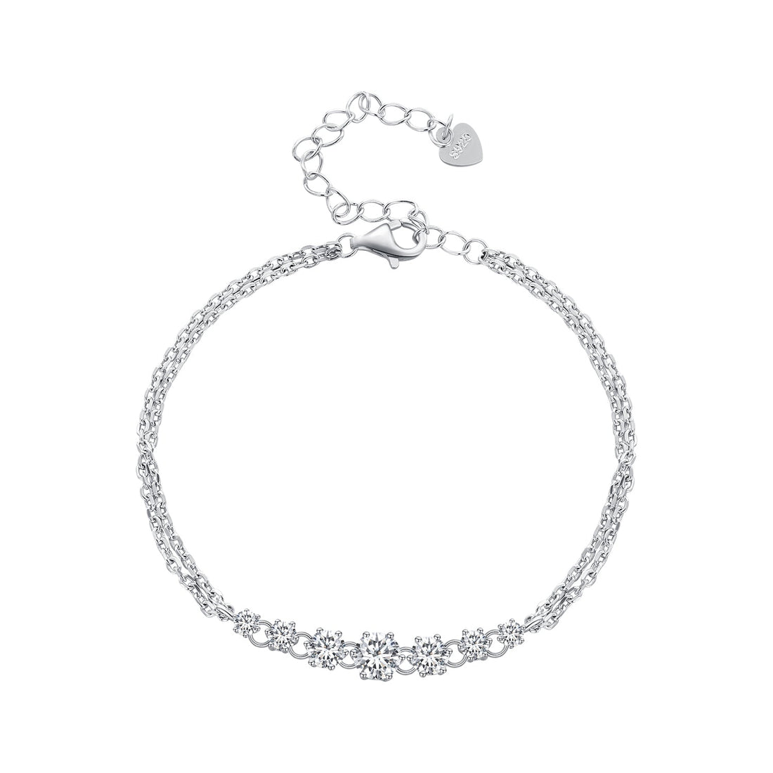 925 Sterling Silver 5MM Moissanite Bracelet for Women  DestGlow
