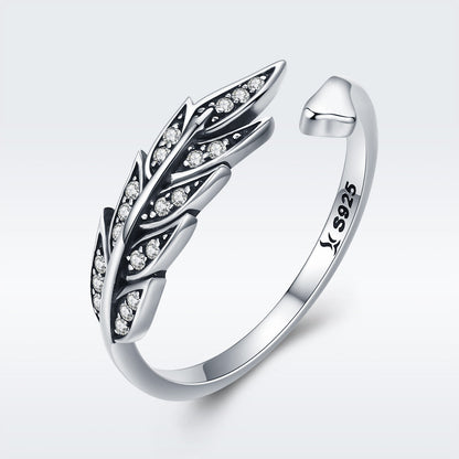 925 Sterling Silver Pavé Setting CZ Leaf Ring for Women by Bids.com