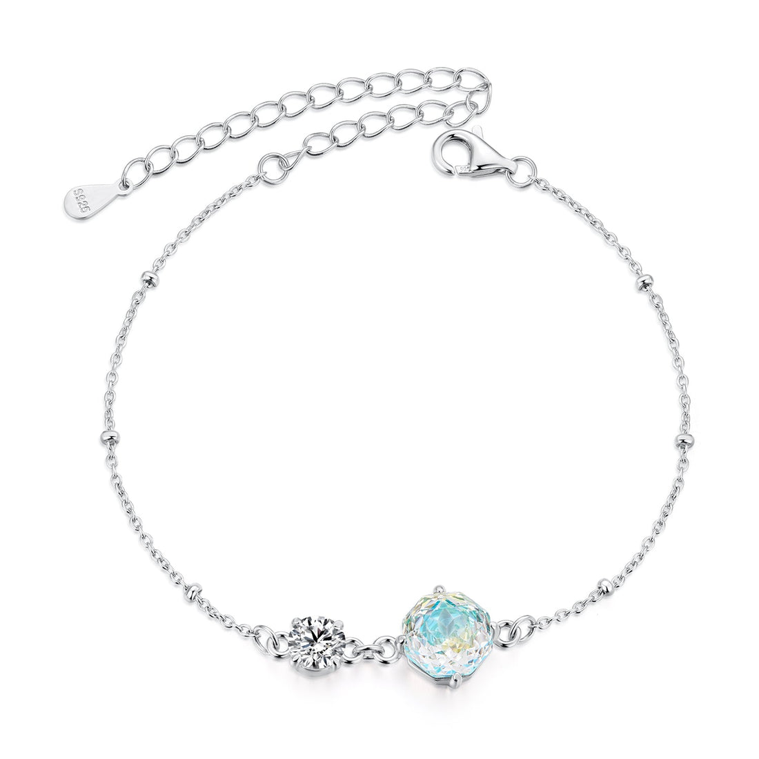 925 Sterling Silver 0.8cm CZ White Gold Plated Bracelet for Women  DestGlow