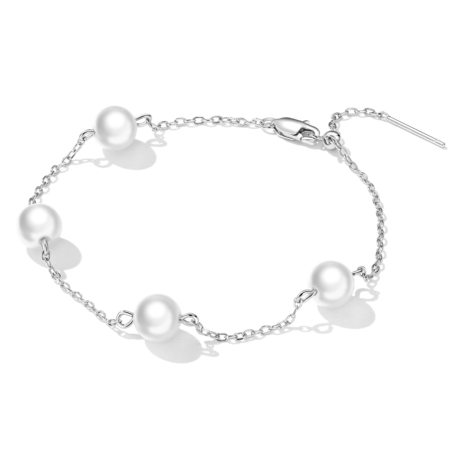 925 Sterling Silver Adjustable Pearl Bracelet for Women  DestGlow