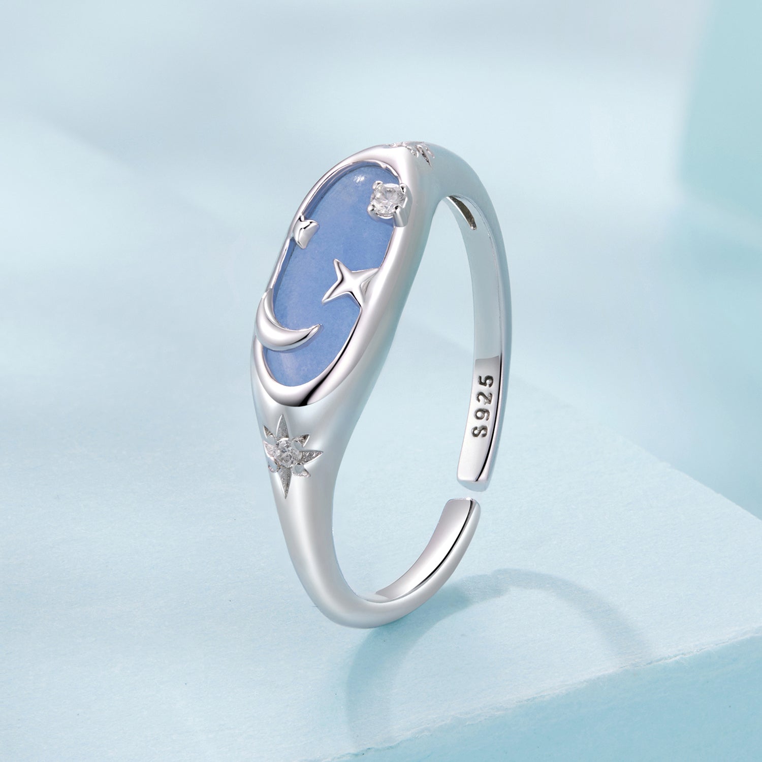 925 Sterling Silver &amp; White Gold Luminous Stone Ring for Women  DestGlow