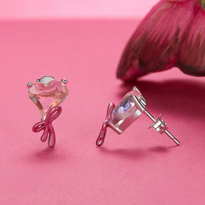 925 Sterling Silver Enamel Earrings with Transparent Glass for Women  DestGlow