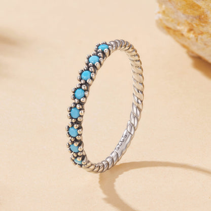 925 Sterling Silver Synthetic Turquoise Ring Size 6.0 by Bids.com