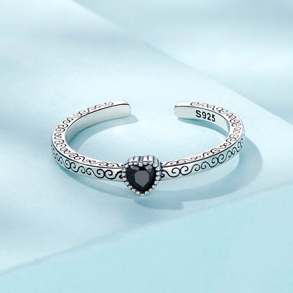 925 Sterling Silver Oxidized CZ Pavé Ring for Women  DestGlow