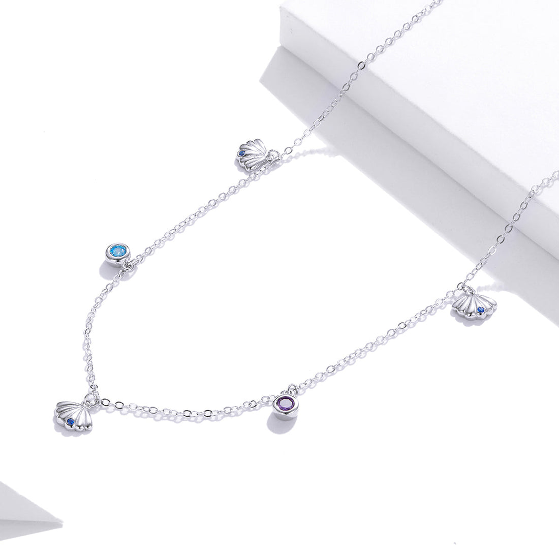 925 Sterling Silver Adjustable Necklace with Scallop Design and Pavé Setting CZ  DestGlow