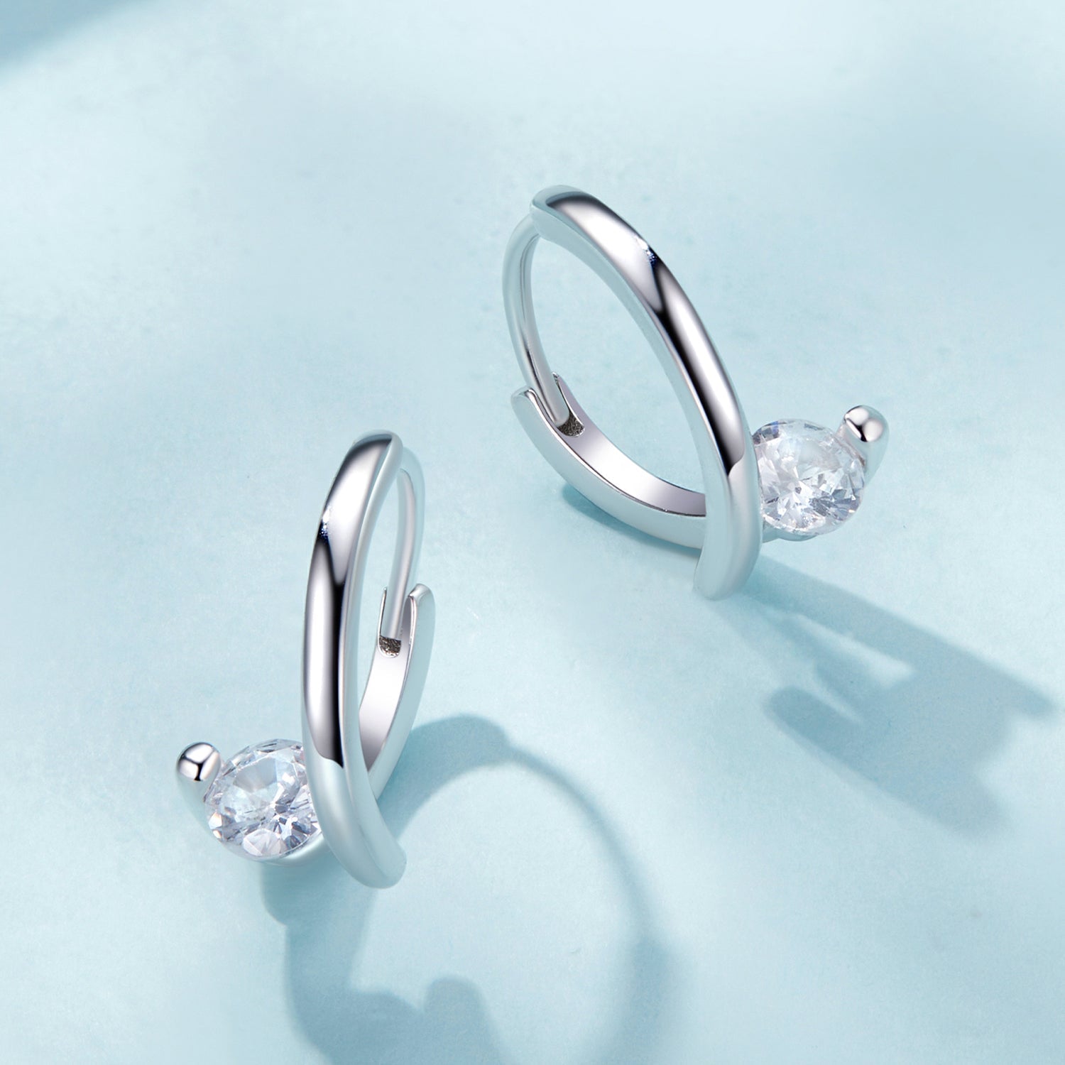 925 Sterling Silver Earrings with Pavé Setting CZ, Platinum Plated, 15x7mm for Women  DestGlow