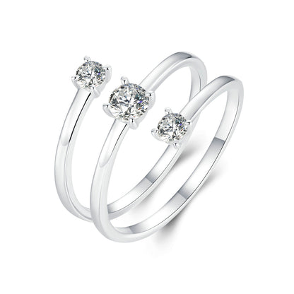 925 Sterling Silver White Gold Plated CZ Ring for Women  DestGlow
