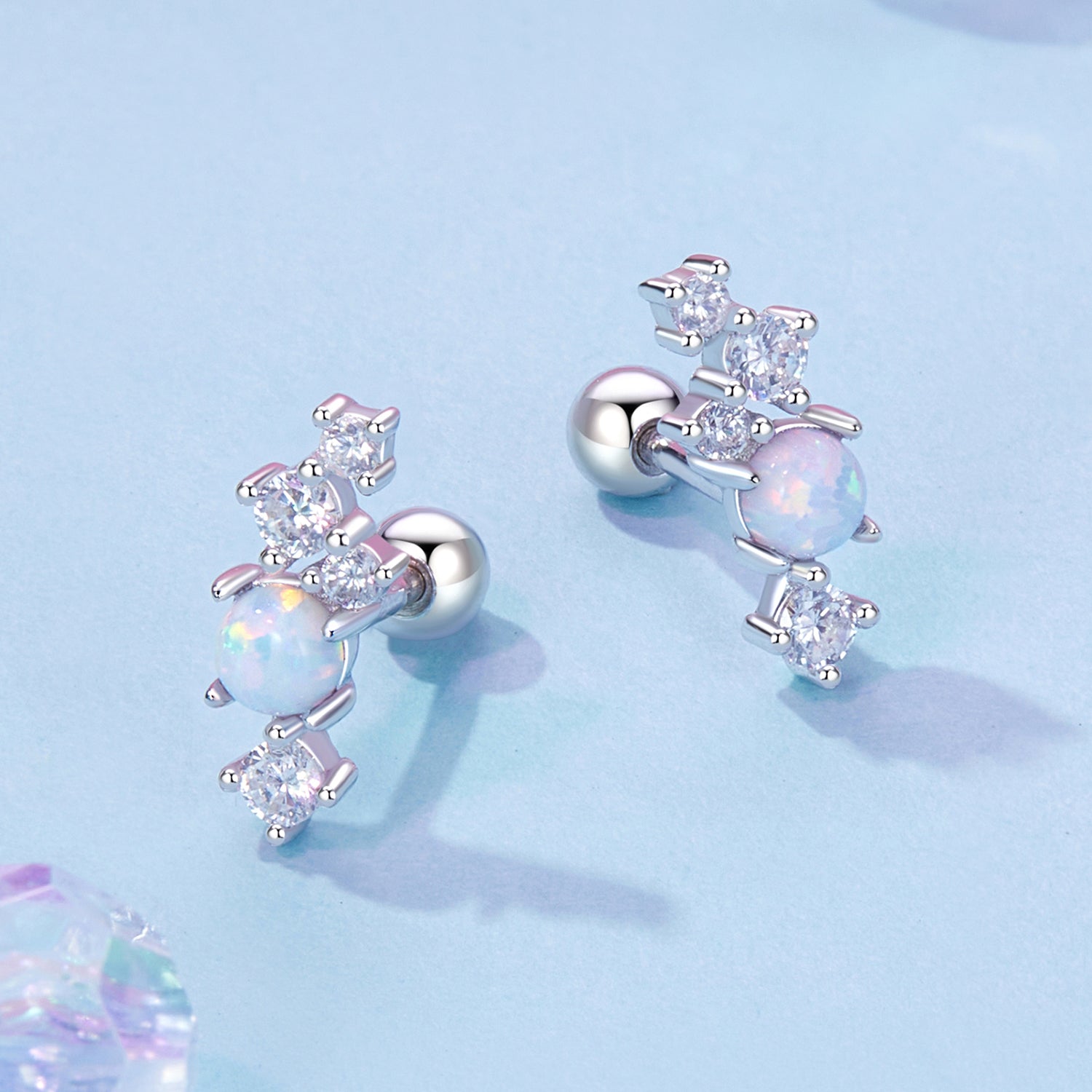 925 Sterling Silver Translucent Opal CZ Earrings for Women  DestGlow