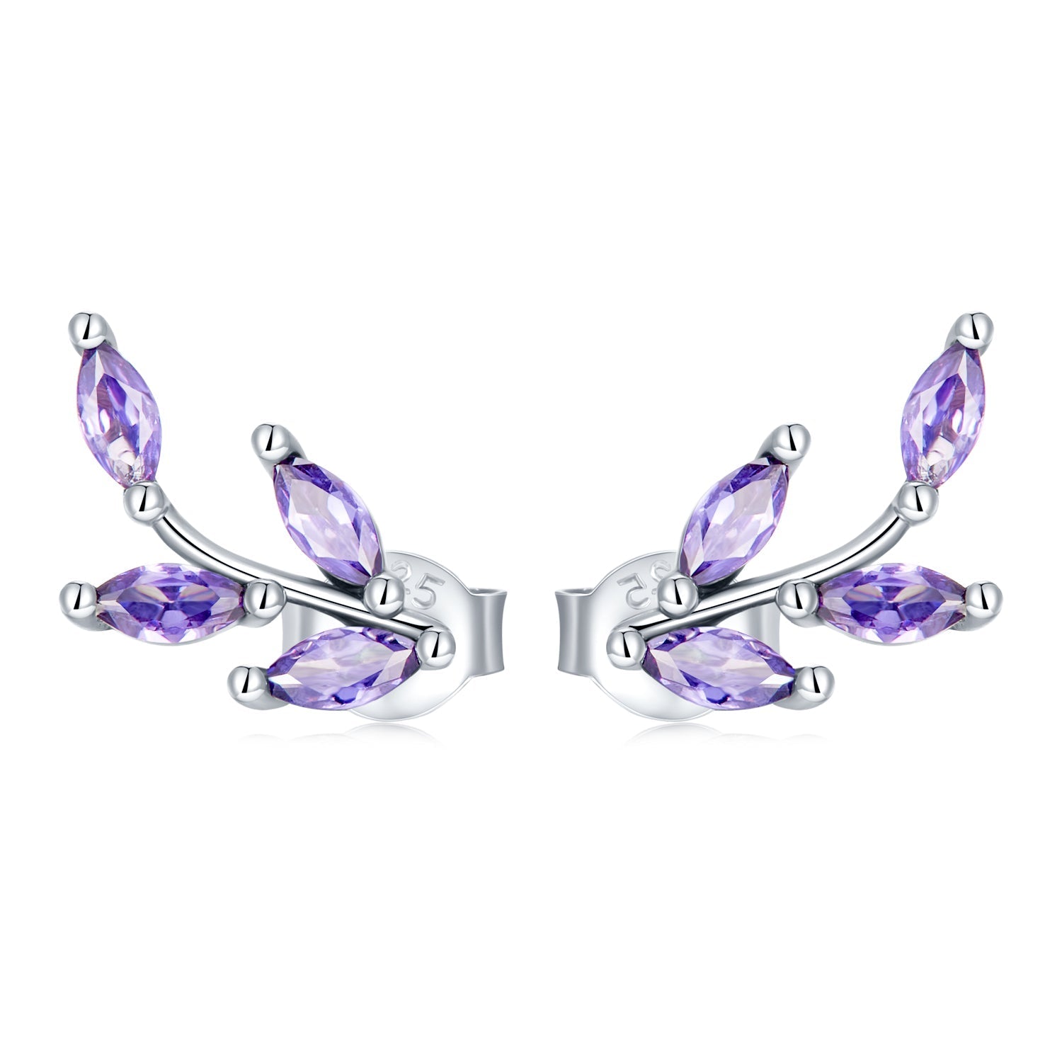 925 Sterling Silver Earrings with CZ and Oxidized Finish - 1.3*0.6cm