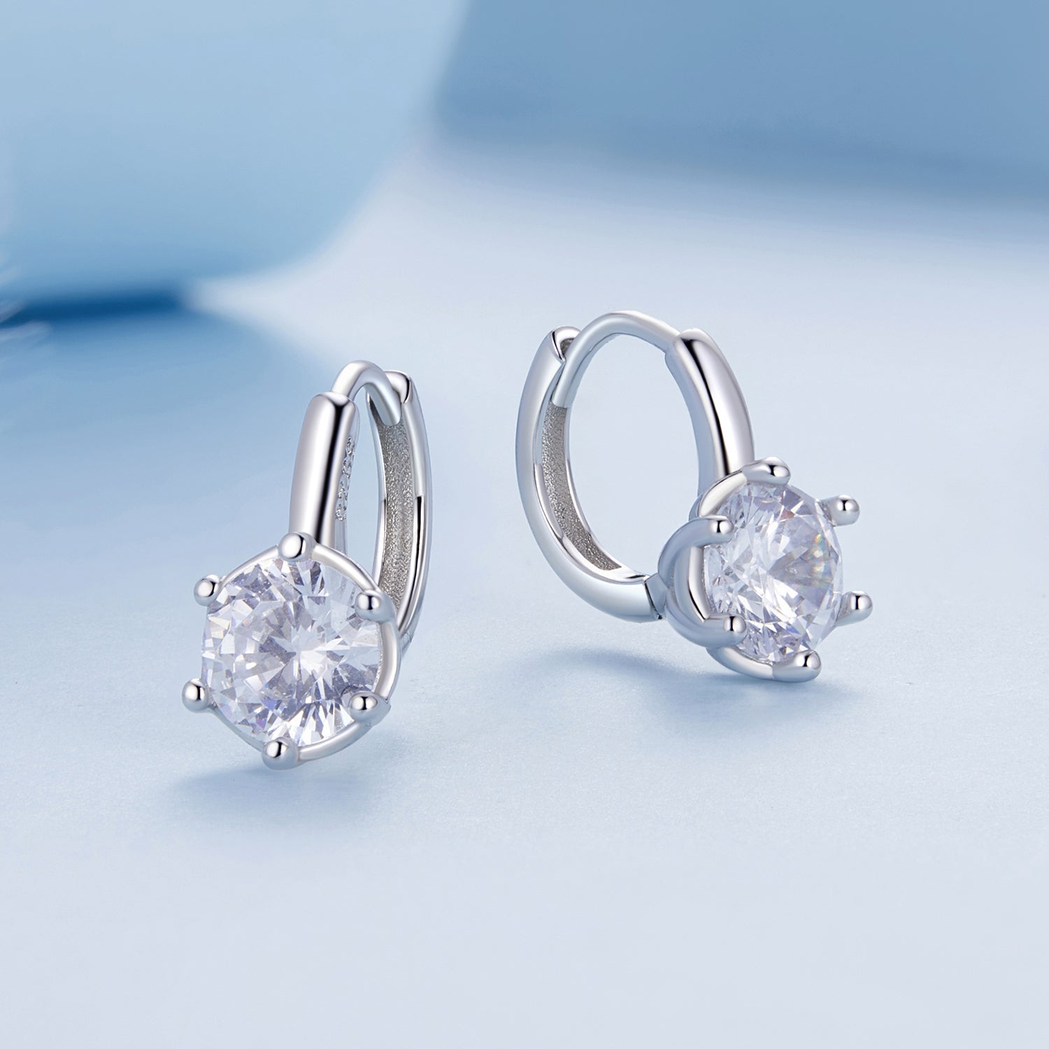 925 Sterling Silver Earrings with CZ and Platinum Plating, Size 13*7mm for Women  DestGlow