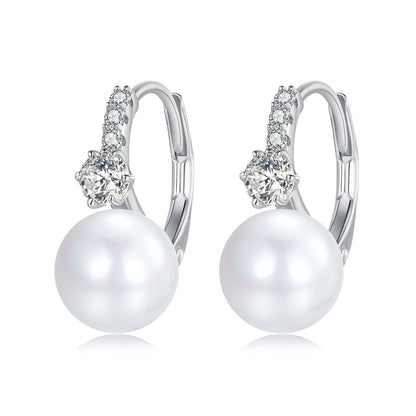 925 Sterling Silver Earrings with Quality Shell Pearl and CZ for Women  DestGlow