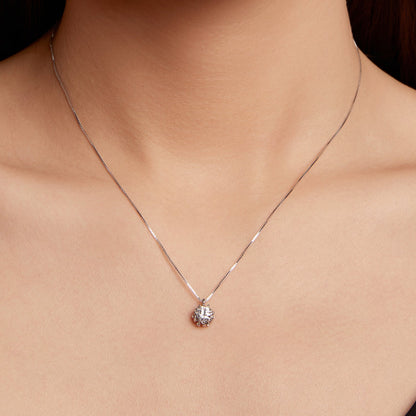 925 Sterling Silver Moissanite &amp; CZ Pavé Necklace - 40+5cm for Women