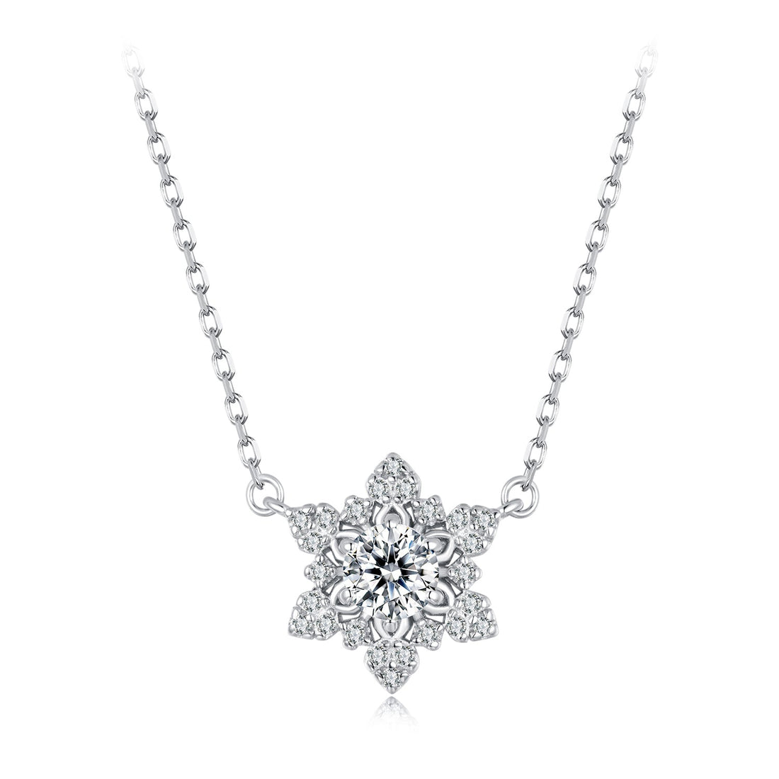 925 Sterling Silver White Gold Plated CZ Necklace 45cm for Women  DestGlow