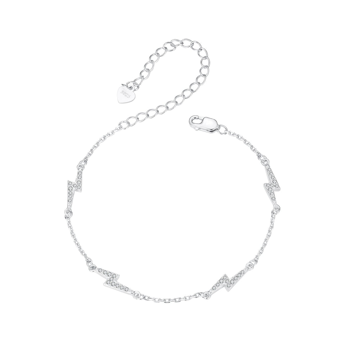 925 Sterling Silver Pave Setting CZ Bracelet with White Gold Plating  DestGlow