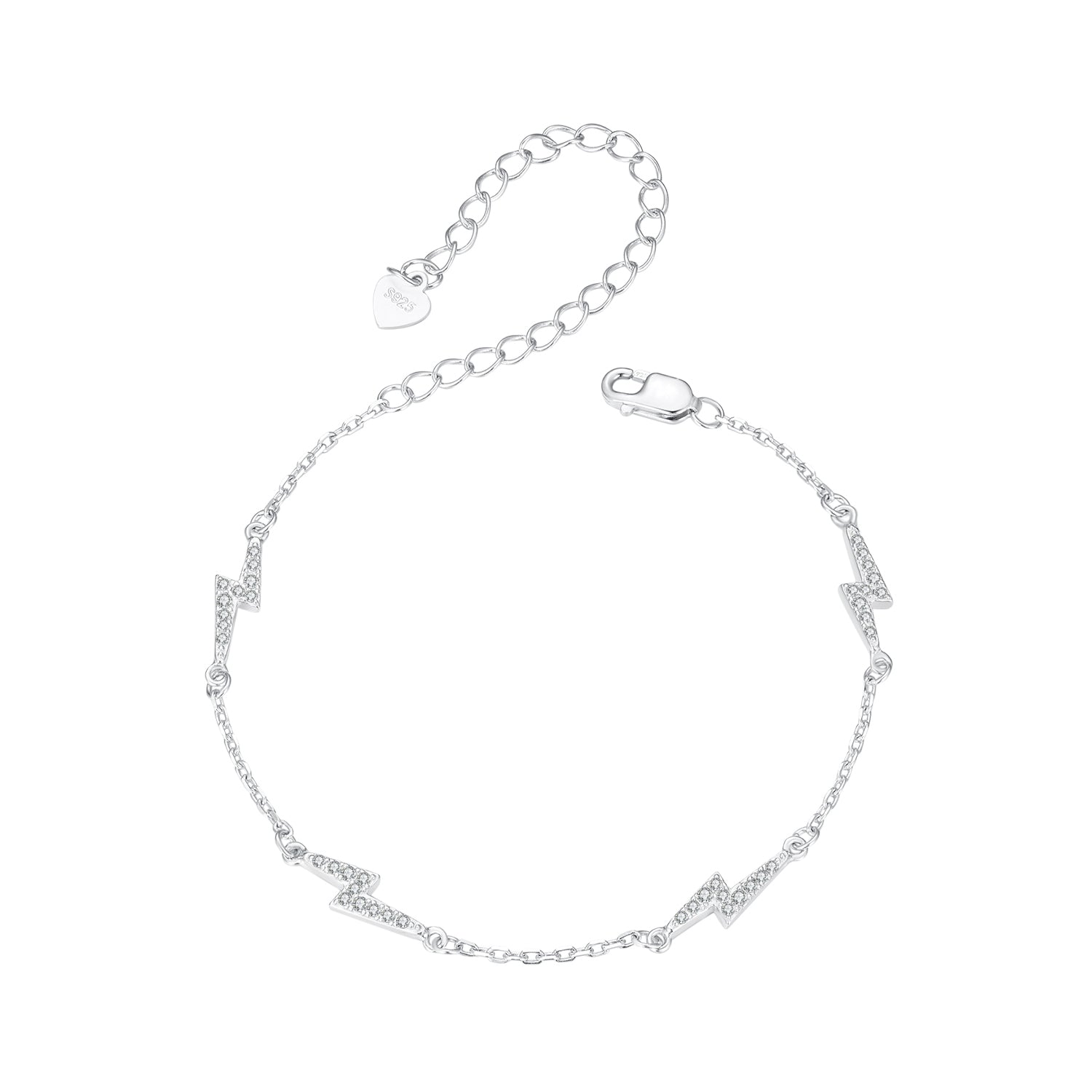 925 Sterling Silver Pave Setting CZ Bracelet with White Gold Plating  DestGlow