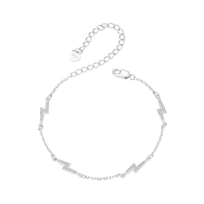 925 Sterling Silver Pave Setting CZ Bracelet with White Gold Plating  DestGlow