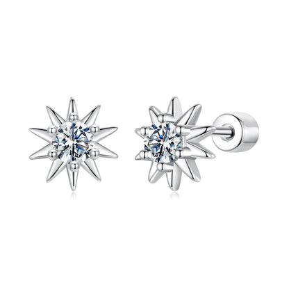 925 Sterling Silver Moissanite 0.10 Carat Earrings for Women - 0.7cm Size