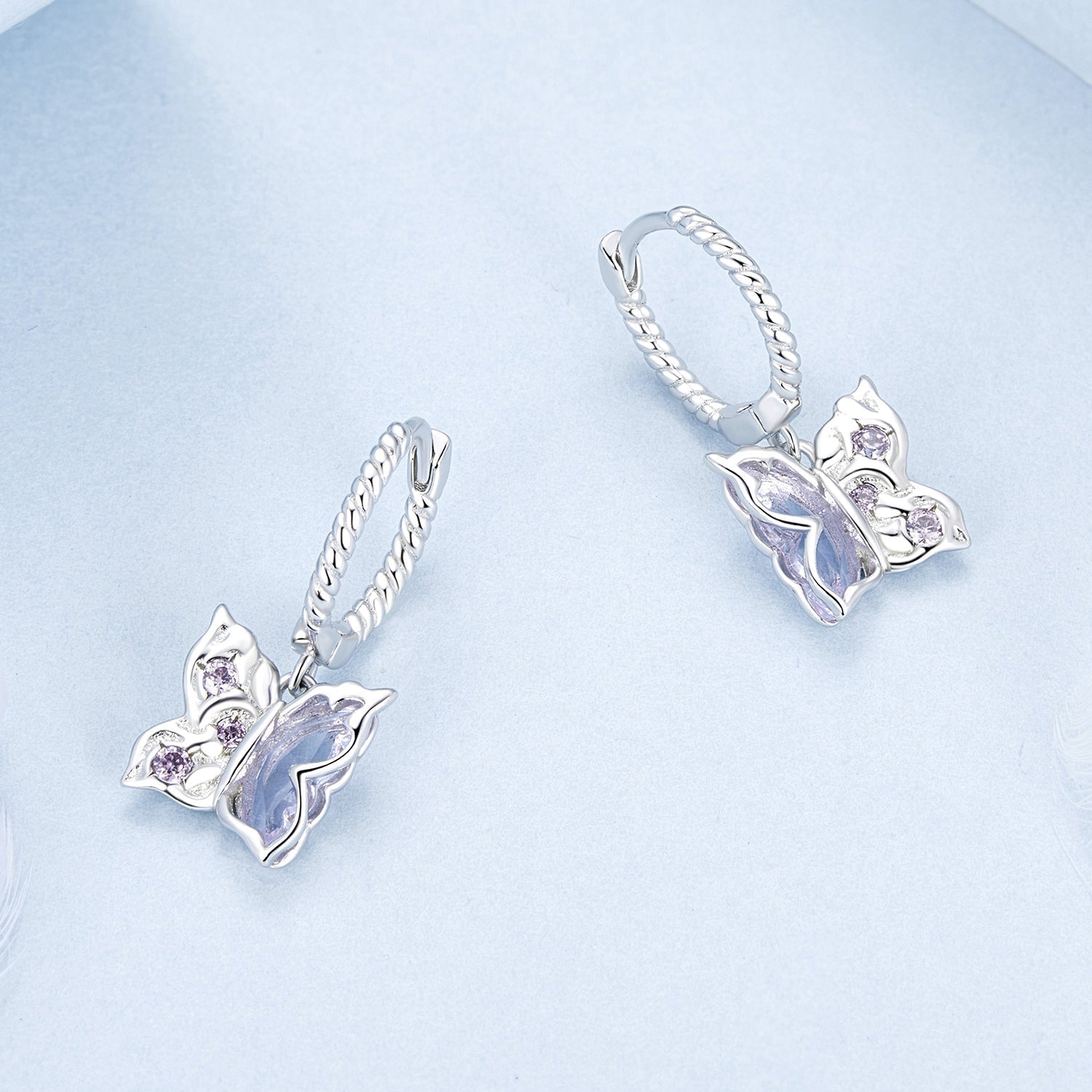 925 Sterling Silver Earrings with Pavé Setting CZ and Transparent Glass for Women  DestGlow