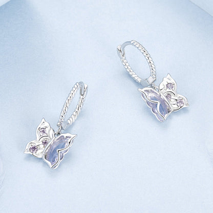 925 Sterling Silver Earrings with Pavé Setting CZ and Transparent Glass for Women  DestGlow