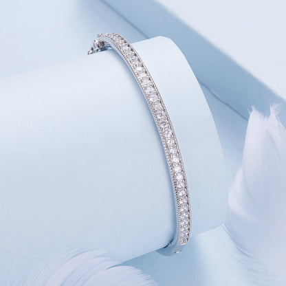 925 Silver &amp; Platinum Pavé Setting CZ Bracelets, Size 17.0 mm for Women  DestGlow