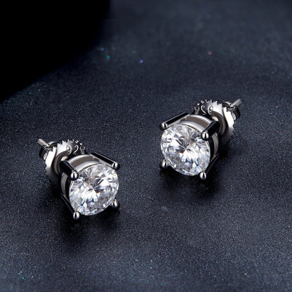 925 Sterling Silver Earrings with Moissanite in Style S, 0.5cm for Women  DestGlow
