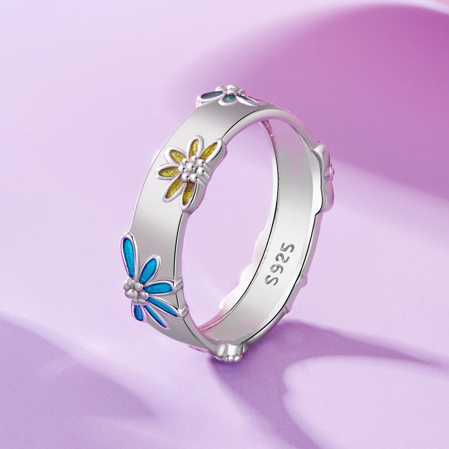 925 Sterling Silver Enamel Ring Size 6.0 for Women  DestGlow