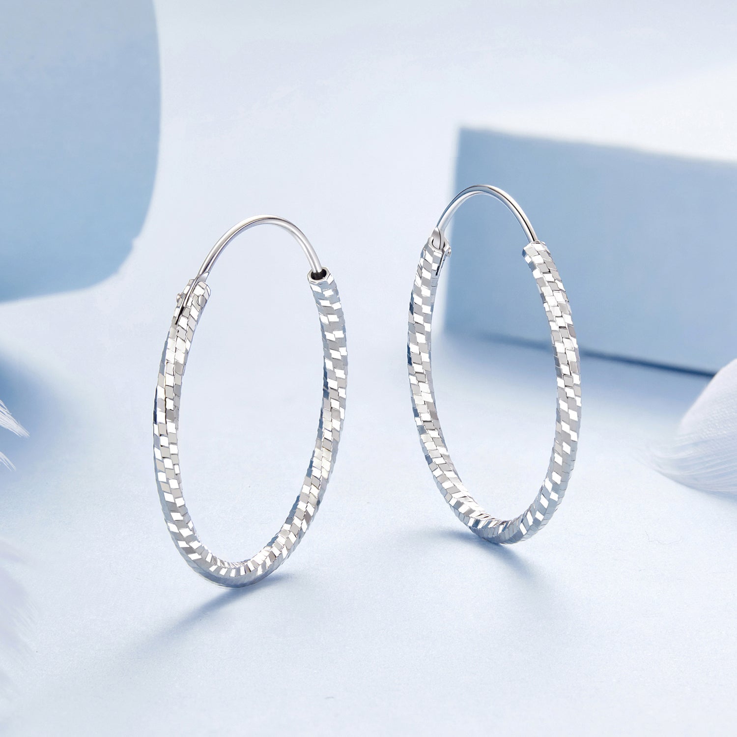 925 Sterling Silver Earrings for Women - White Gold Plated, 2.6*0.2 cm, Style L  DestGlow