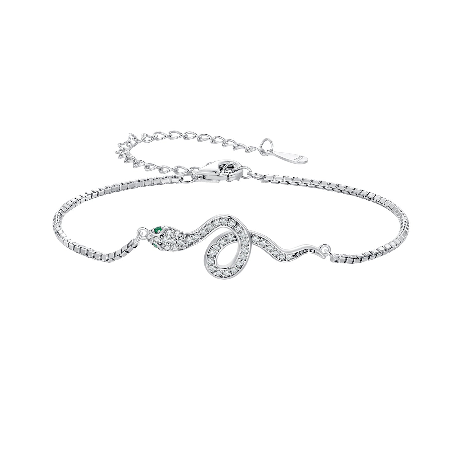 S925 Sterling Silver &amp; Pavé CZ Platinum-Plated Bracelet  DestGlow