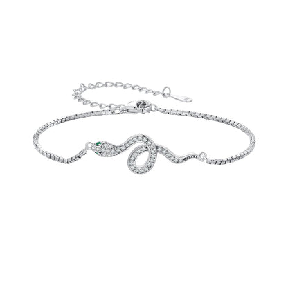 S925 Sterling Silver &amp; Pavé CZ Platinum-Plated Bracelet  DestGlow