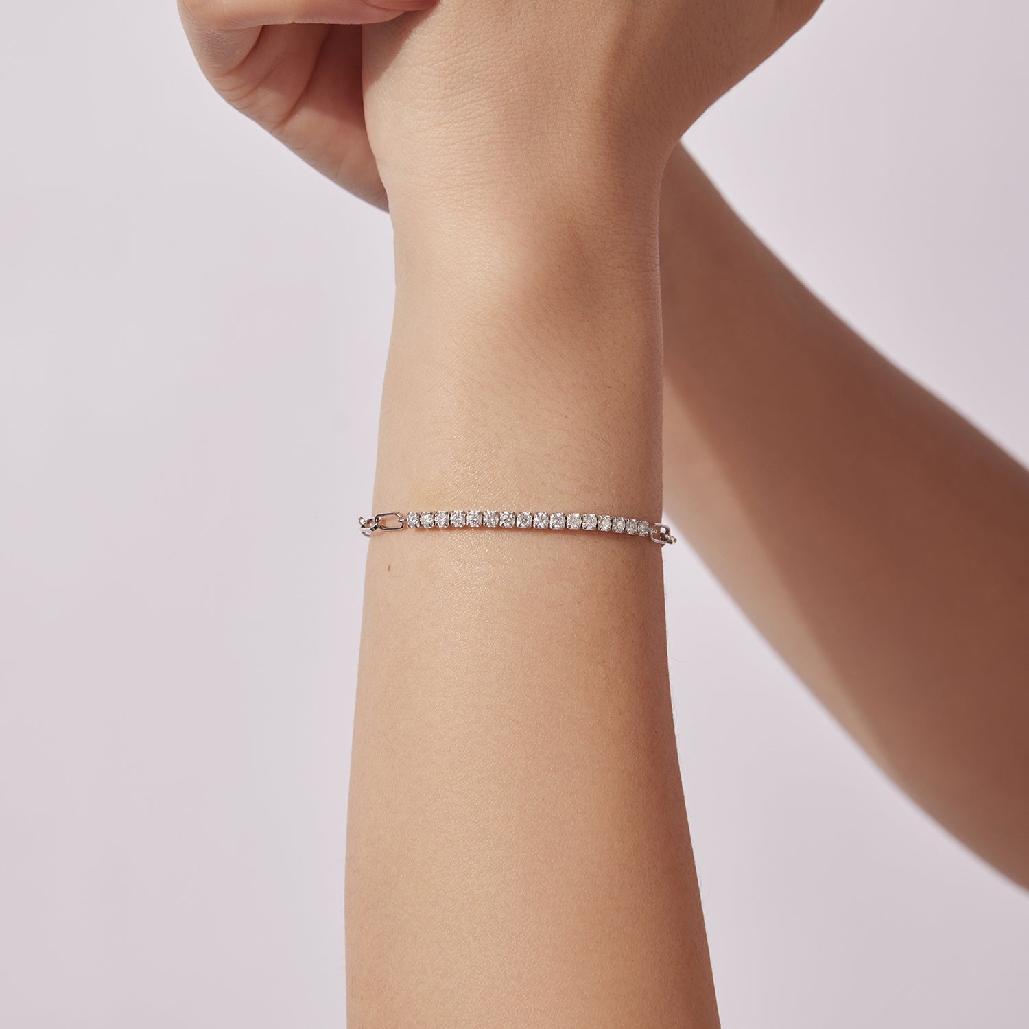 925 Sterling Silver + Moissanite White Gold 21cm Bracelet for Women  DestGlow