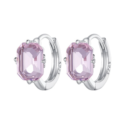 925 Sterling Silver Earrings with Transparent Glass, 12x7mm, for Women  DestGlow