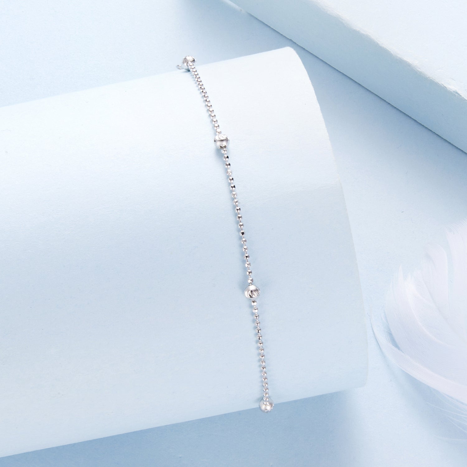 925 Sterling Silver &amp; Plated White Gold Bracelet with Adjustable Length  DestGlow