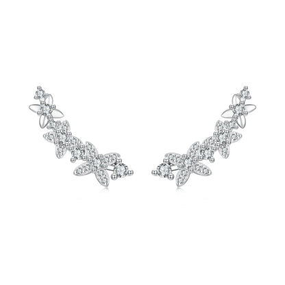 925 Sterling Silver White Gold Plated CZ Earrings 0.5*1.8cm for Women  DestGlow