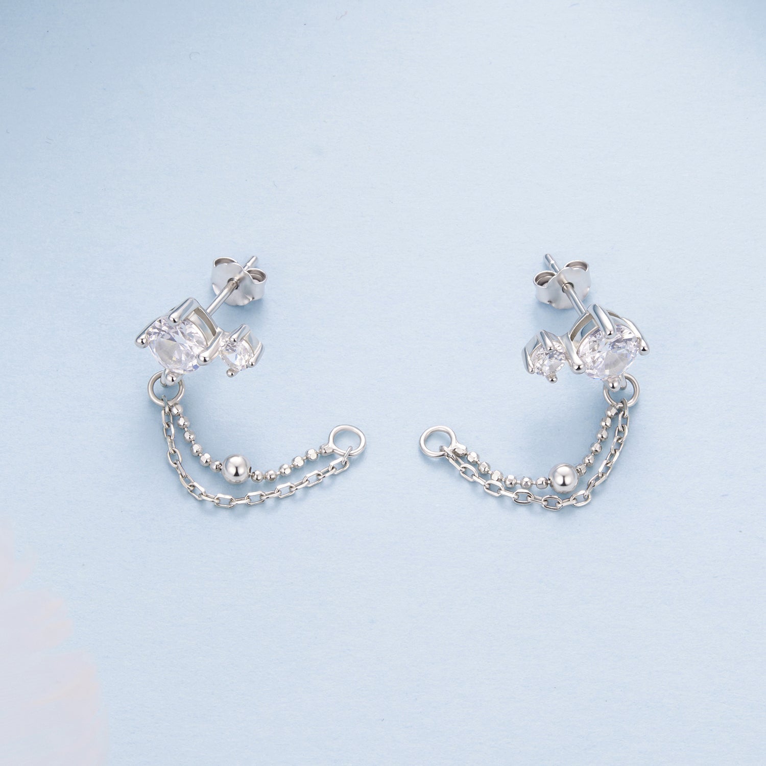 925 Sterling Silver White Gold Plated Pavé Setting CZ Earrings, 1.5cm for Women  DestGlow