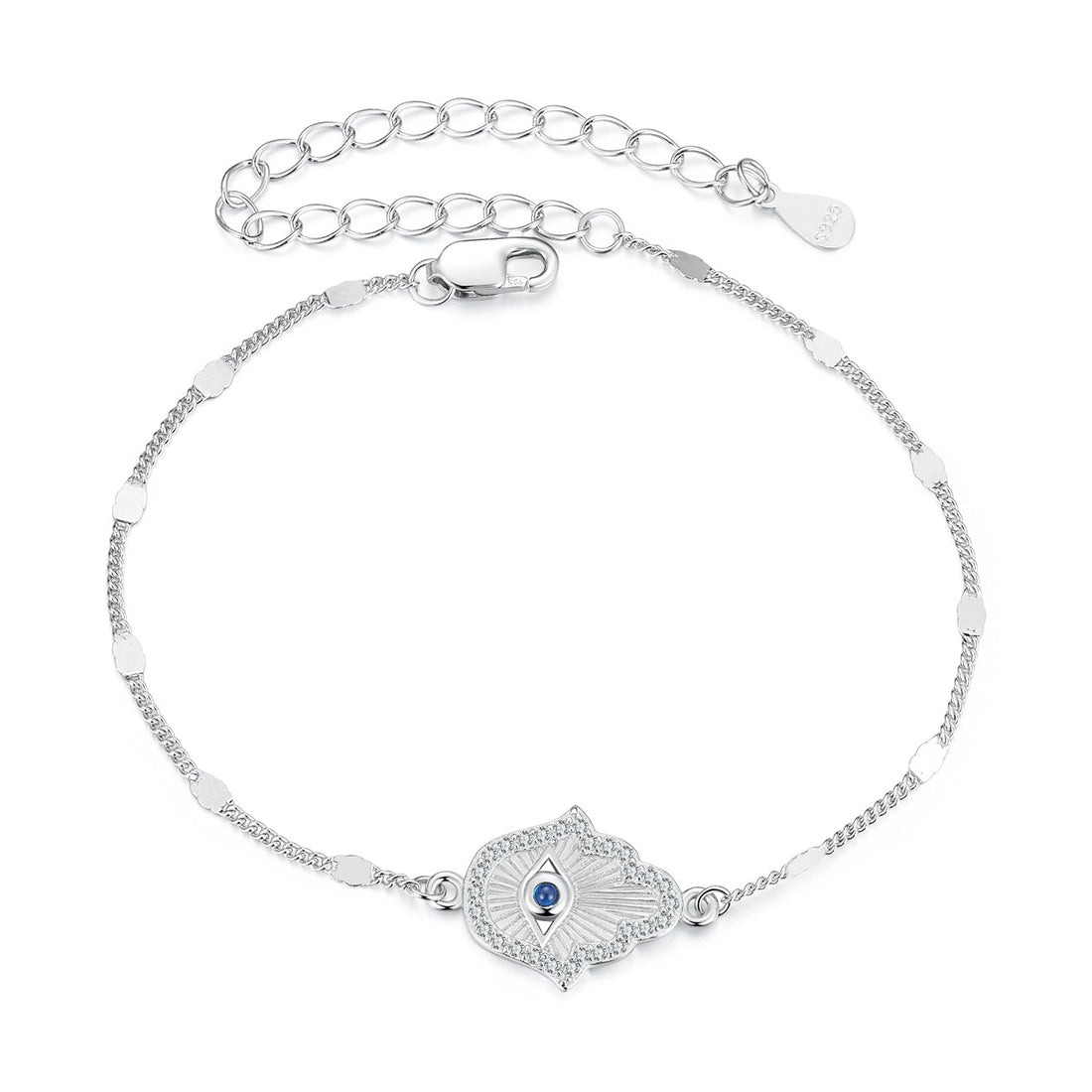 925 Sterling Silver + White Gold Plated 15cm Adjustable Bracelet with CZ and Synthetic Spinel for Women  DestGlow
