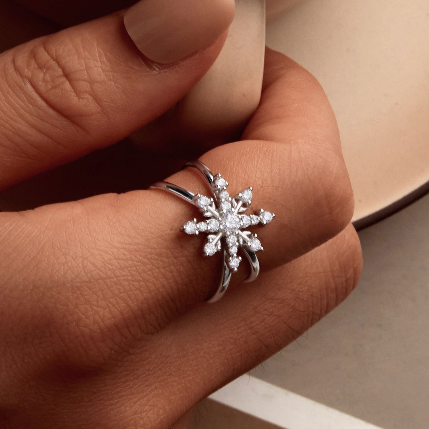 925 Sterling Silver Platinum Plated Pavé Set CZ Ring for Women  DestGlow