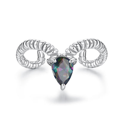 925 Sterling Silver Ring with Transparent Glass - Stylish E | 0.2cm Width for Women  DestGlow
