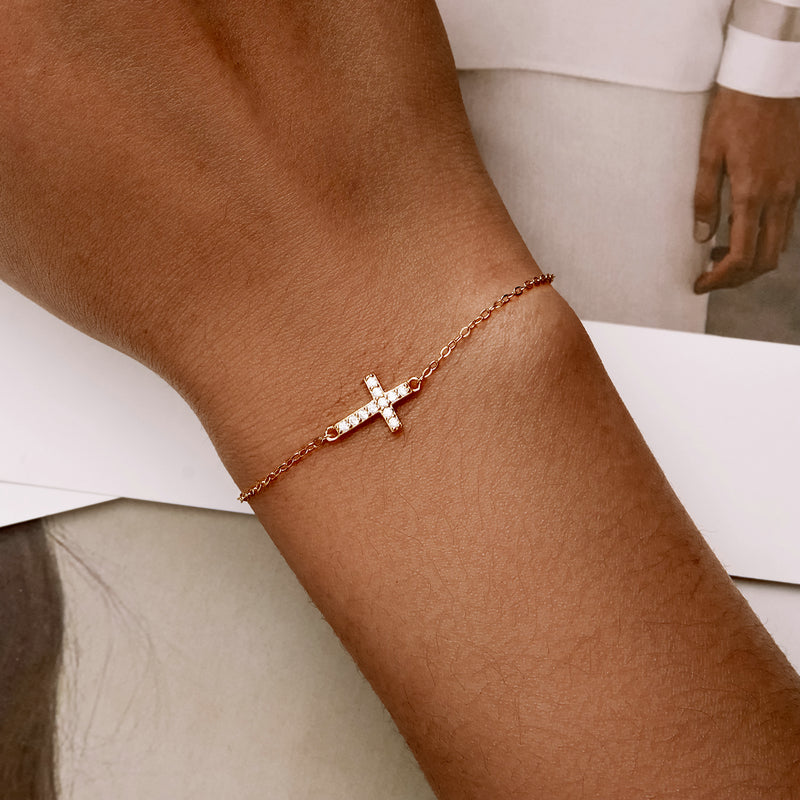 925 Sterling Silver Bracelet with Pavé Setting CZ, 155+25mm for Women  DestGlow