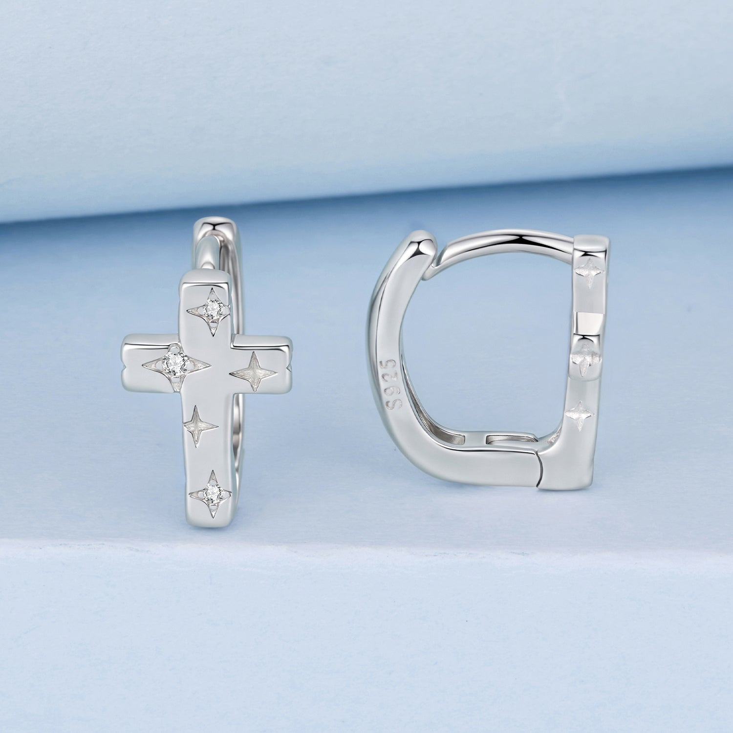 925 Sterling Silver Hoop Earrings with Pavé Setting CZ, 1.3x0.8cm, for Women  DestGlow