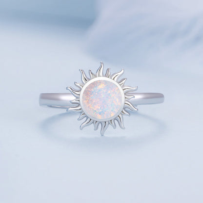 925 Sterling Silver Translucent Opal Platinum Plated Ring  DestGlow
