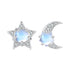 925 Sterling Silver White Gold Plated Moonstone & CZ Earrings  DestGlow