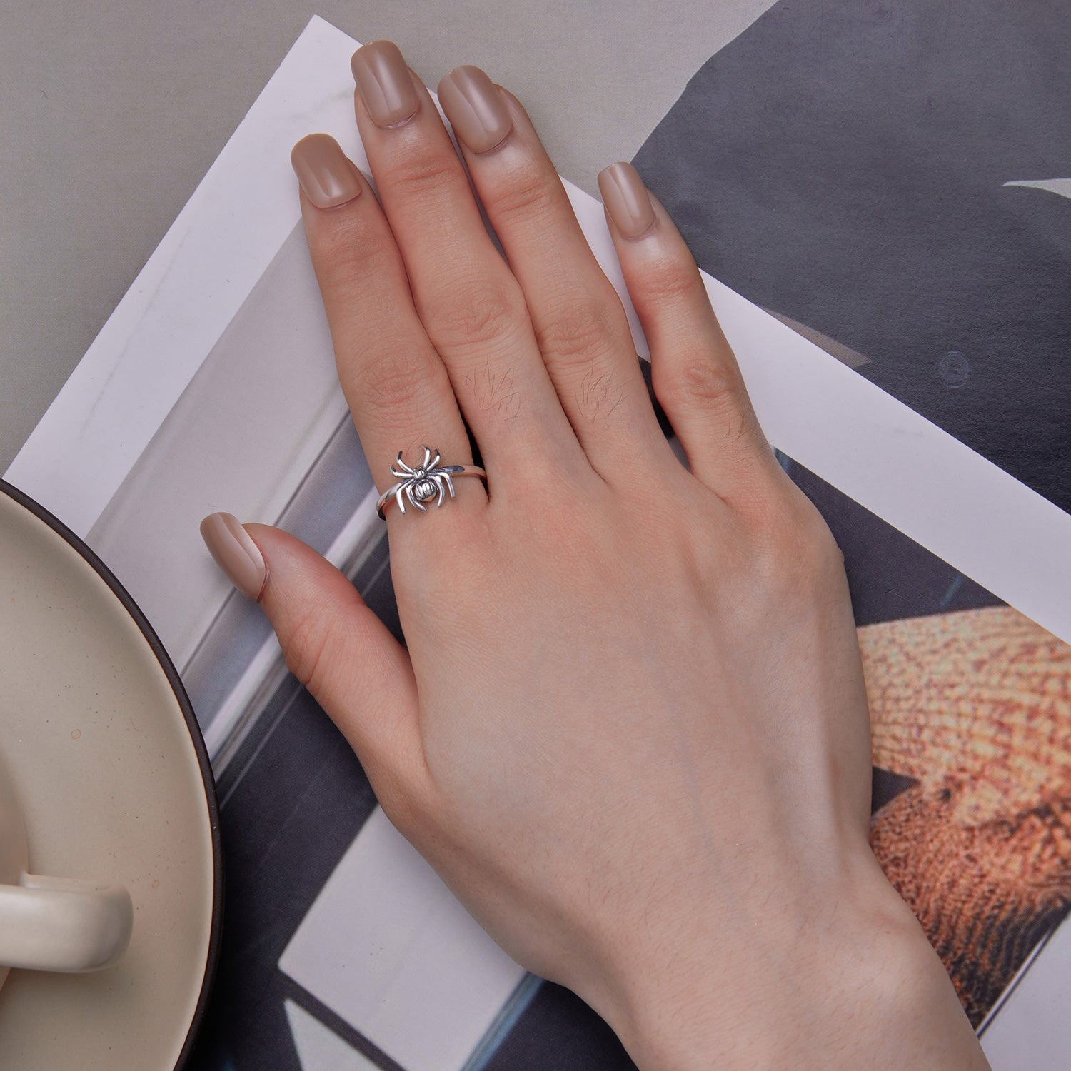 925 Sterling Silver Oxidized Spider Ring  DestGlow