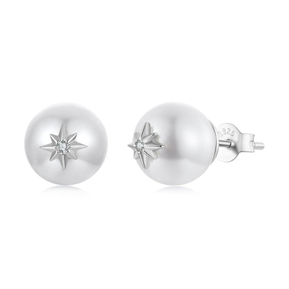 925 Sterling Silver Earrings with CZ and Synthetic Pearl for Women  DestGlow