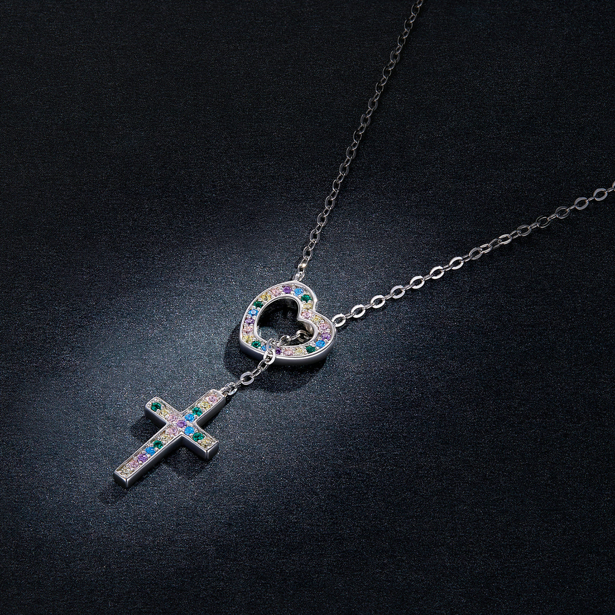 925 Sterling Silver Plated Necklace with Adjustable Length 42.5cm and CZ for Women  DestGlow