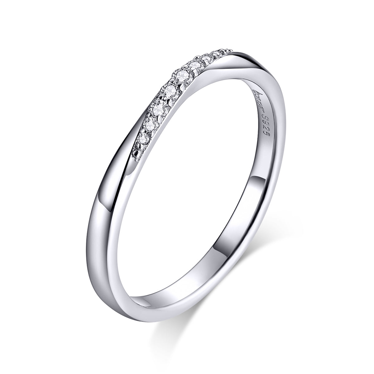 925 Sterling Silver Pavé Set CZ Platinum Plated Ring Size 6 for Women by Bids.com