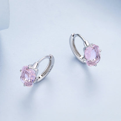 925 Sterling Silver Earrings with Transparent Glass, 12x7mm, for Women  DestGlow