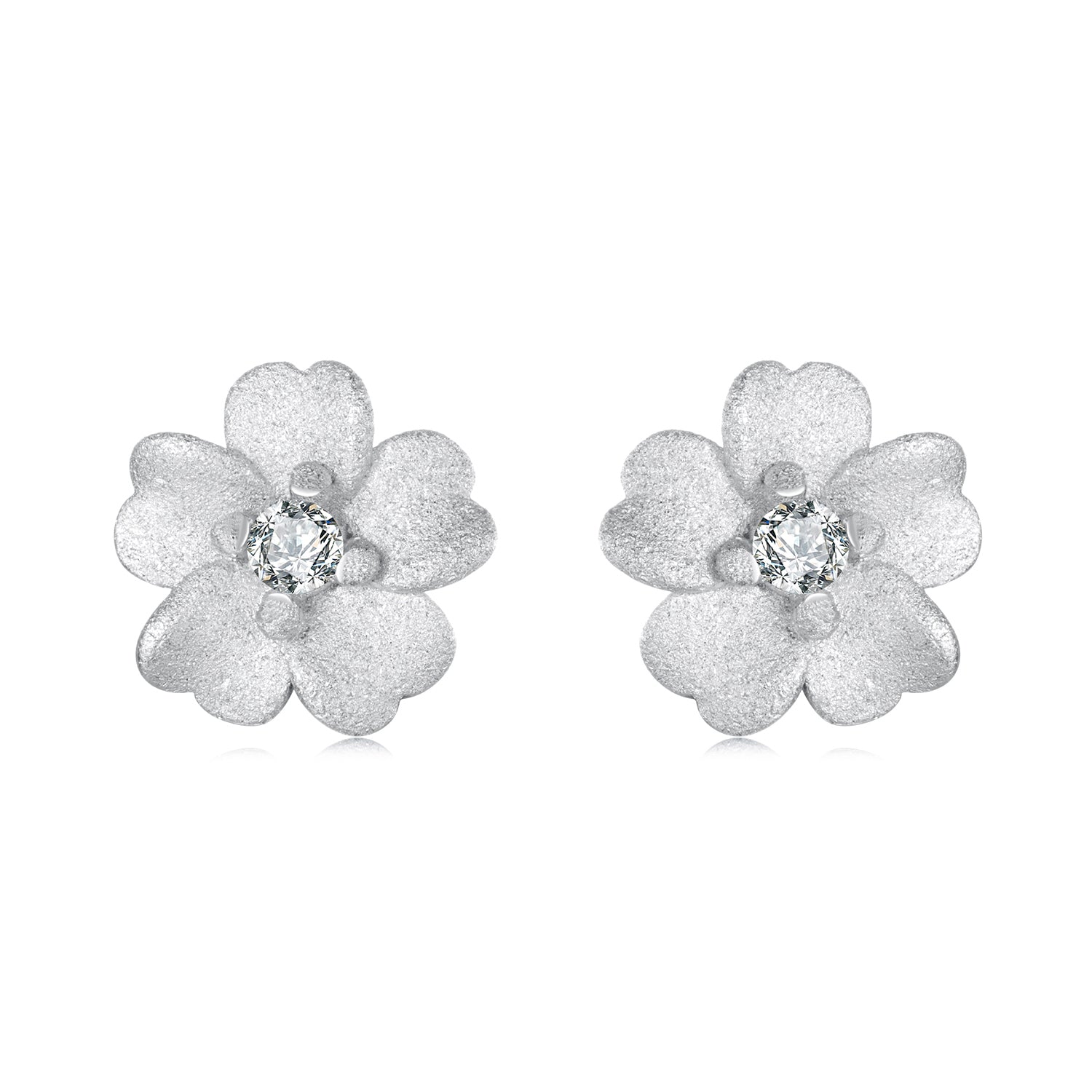 925 Sterling Silver Earrings with Pavé Setting CZ and White Gold Plating, 0.8cm for Women  DestGlow