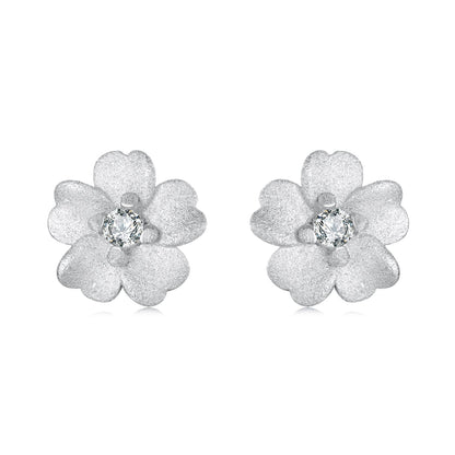 925 Sterling Silver Earrings with Pavé Setting CZ and White Gold Plating, 0.8cm for Women  DestGlow